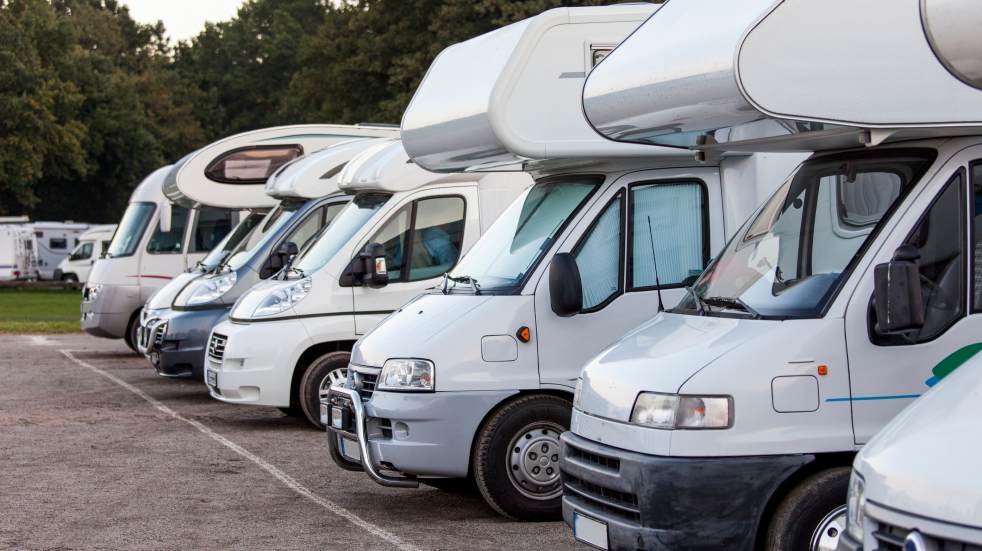 Motorhomes lined up